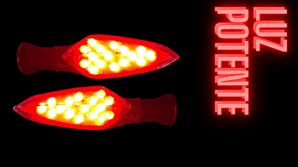 Direccional Led Fibra Carbon Luz Roja Moto Universal 2piezas