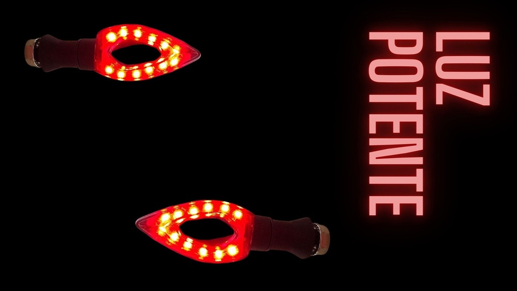 Direccional Led Negro Mate Luz Roja Moto Universal 2 Piezas