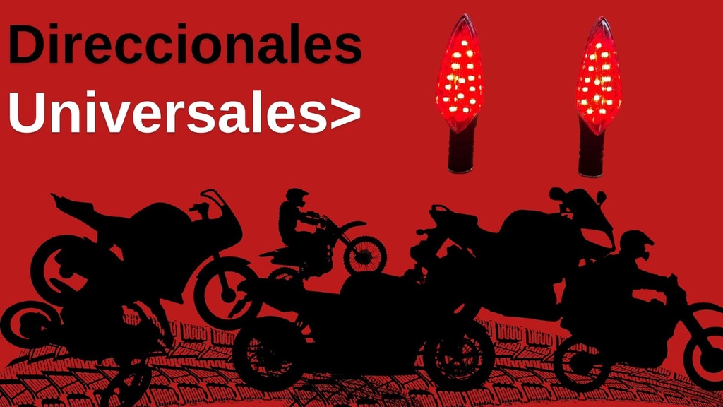Direccional Led Negro Mate Luz Roja Moto Universal 2 Piezas