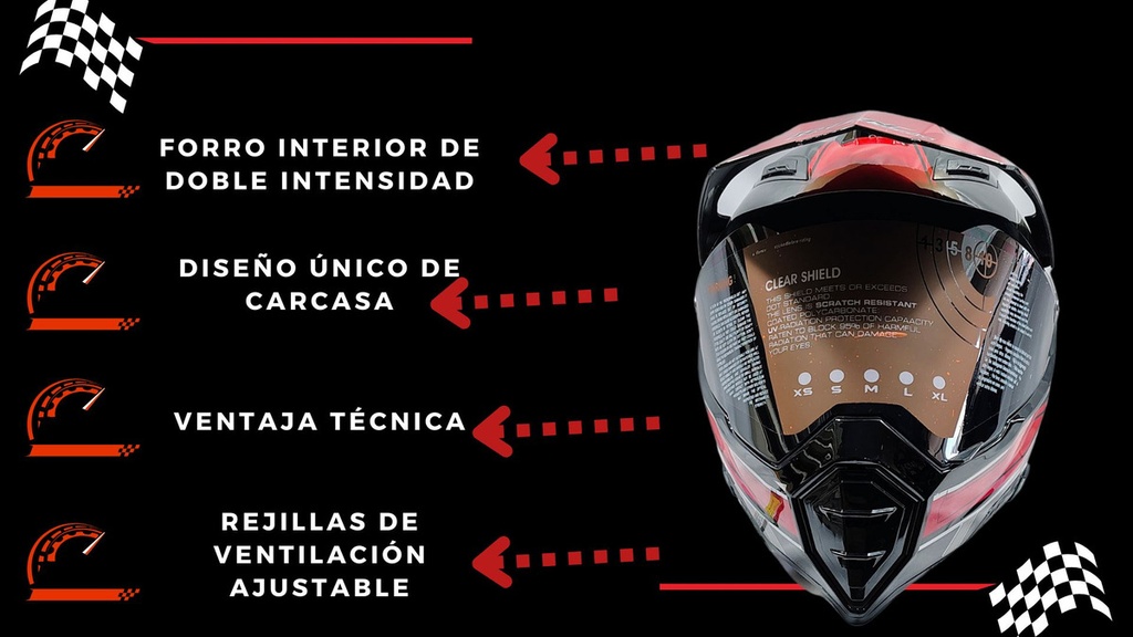 Casco Abatible Cross Iron Racing K13 Acabado Brilloso Dot