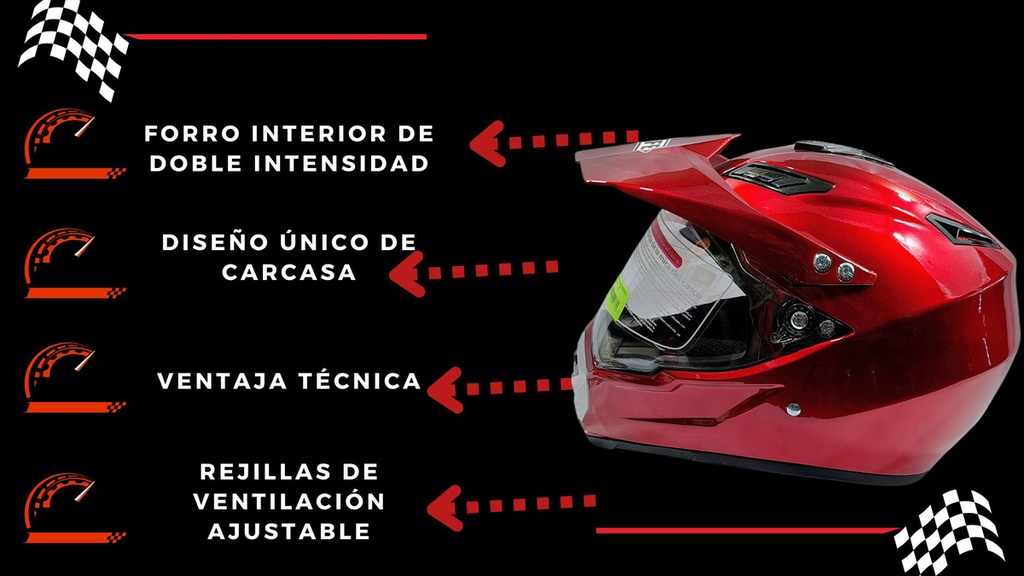 Casco Cross Cerrado  Doble Mica Dot