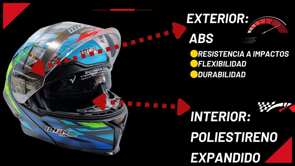 Casco Abatible Iron Racing Tretech Doble Mica Cert Dot