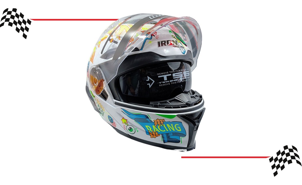 Casco Abatible Speedup Blanco Iron Racing