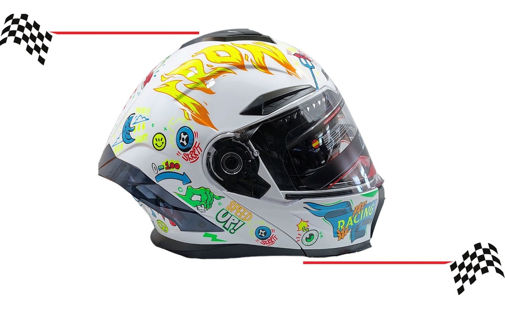 Casco Abatible Speedup Blanco Iron Racing