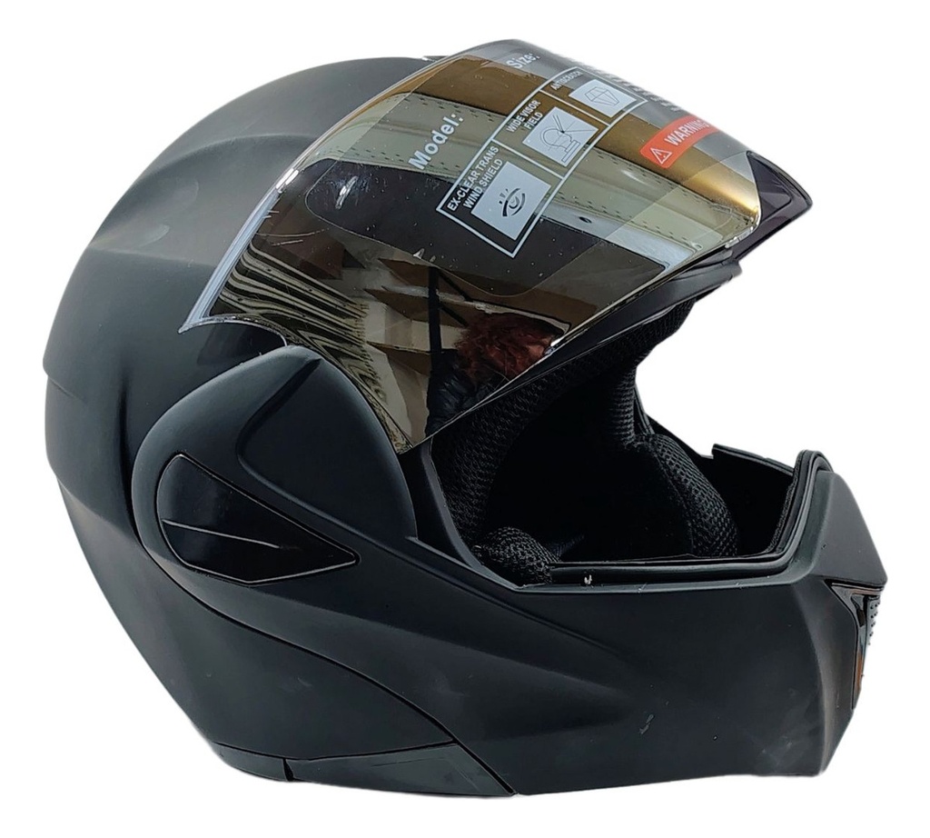 Casco Abatible  Doble Mica Negro Brillante