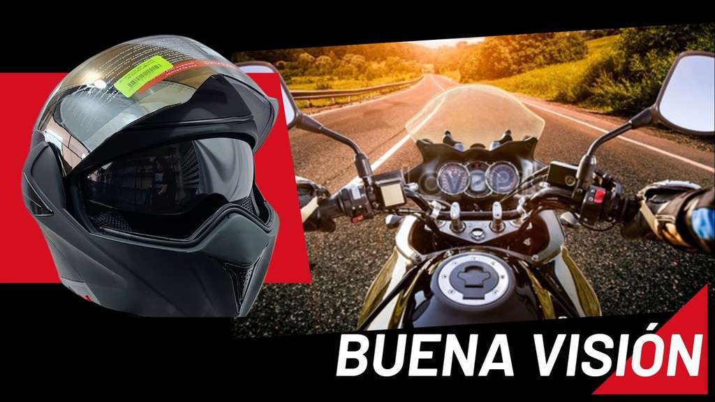 Casco Abatible  Doble Mica Negro Brillante