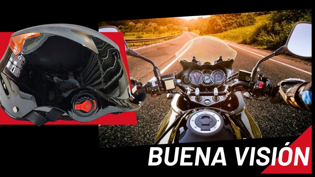 Casco Moto 1/2 Cachucha Negro Brilloso