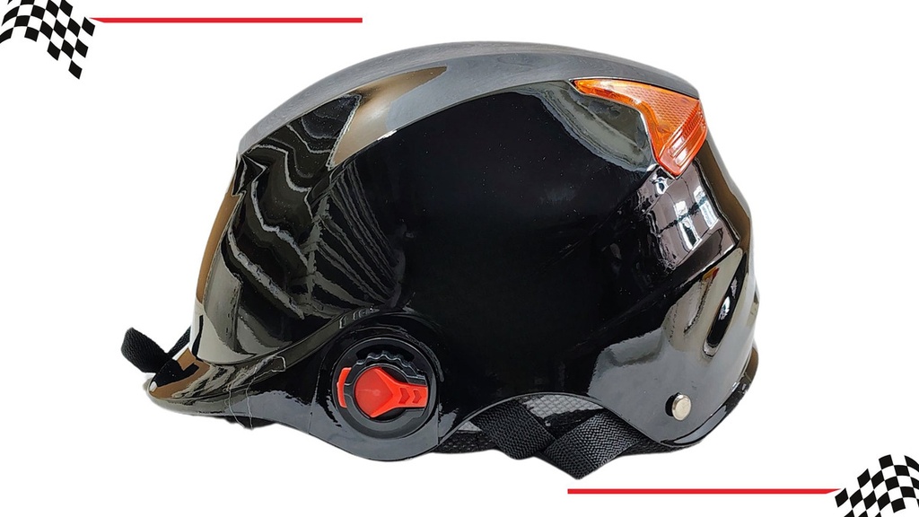 Casco Moto 1/2 Cachucha Negro Brilloso
