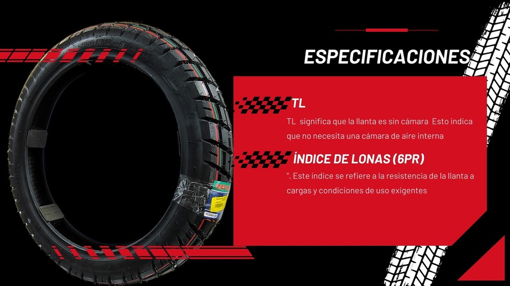 Llanta Moto 90/90-17 T/l 6pr