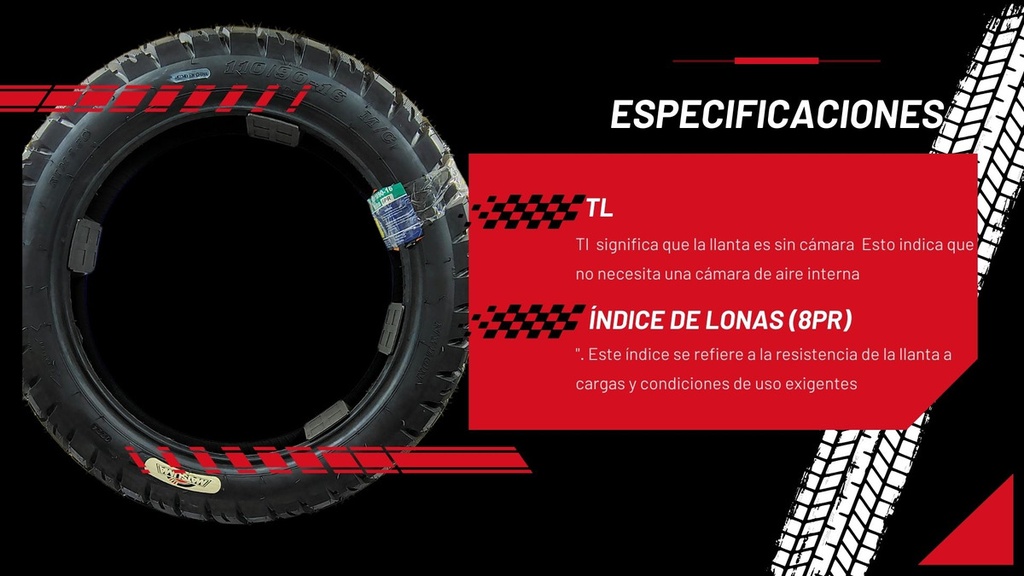Llanta Moto Matsuma 110/90-16 Tl 6pr 65p 290 Kg