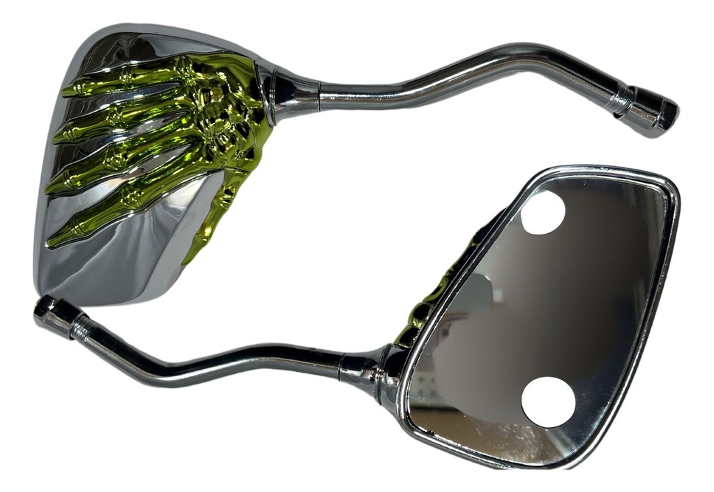 Espejo Moto Retrovisor Cromado Mano Esqueleto
