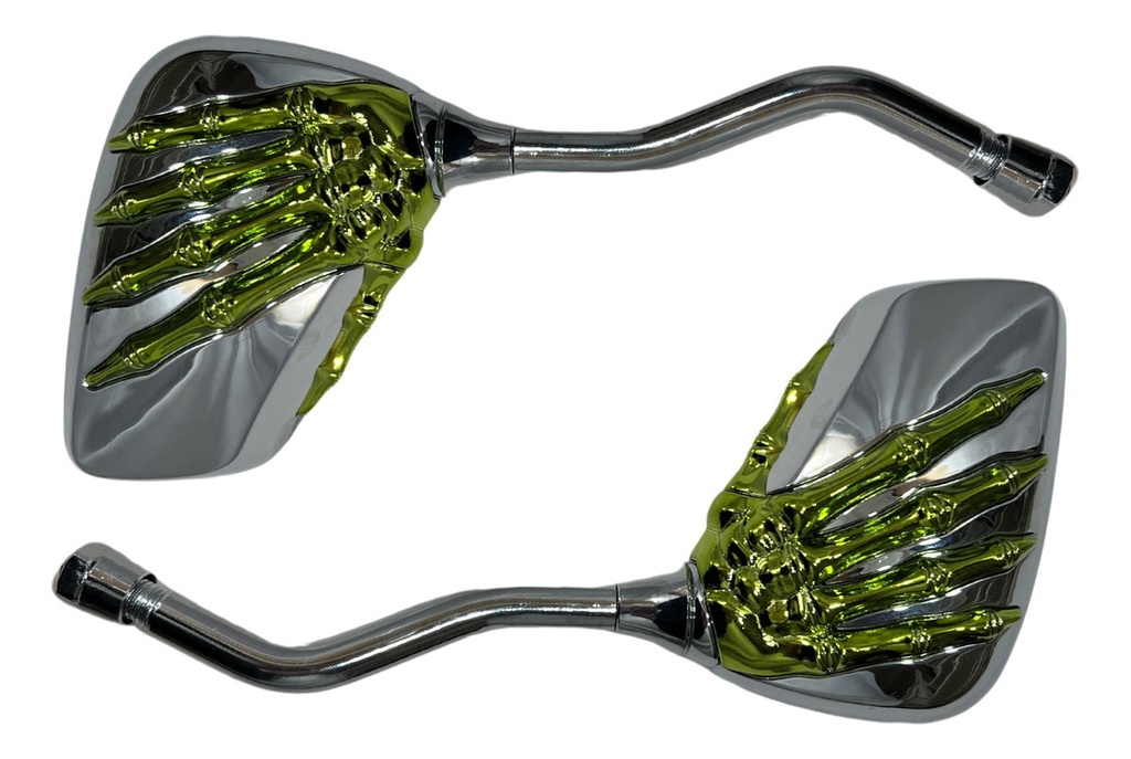 Espejo Moto Retrovisor Cromado Mano Esqueleto