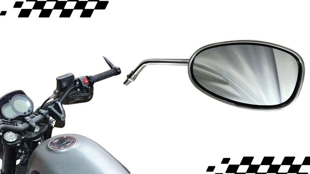 Espejo Retrovisor Moto Soko Cromado Ovalado