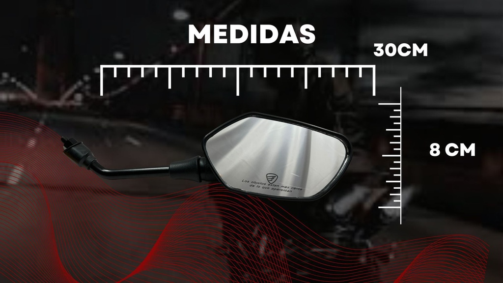 Espejo Retrovisor Moto Italika Trn150, Trn175, M Negro 1 Par