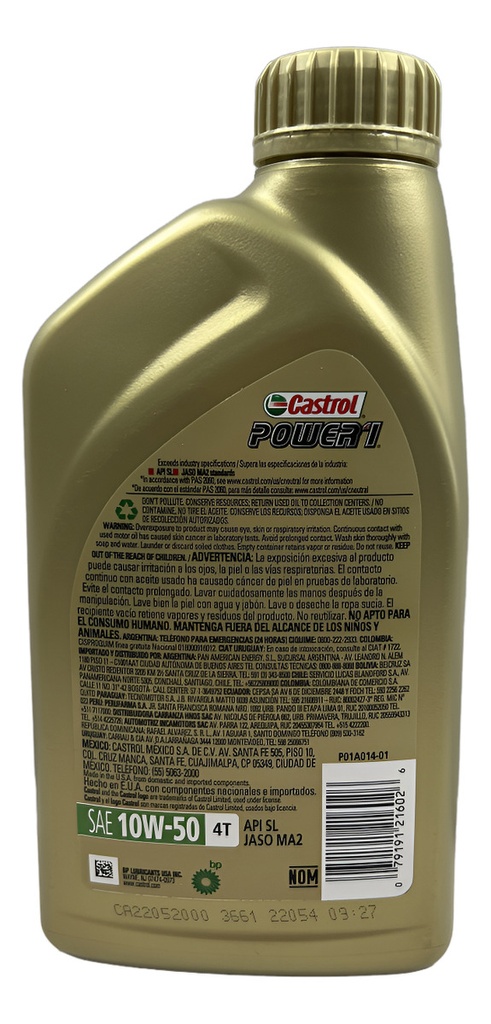 Aceite Castrol Power 1 Moto 4t 10w50 .946ml