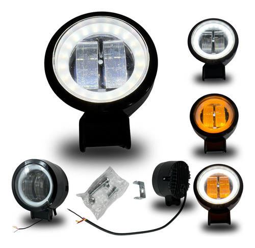 FARO REDONDO 2" BLANCO+AMARILLO CON ARO BLANCO EST