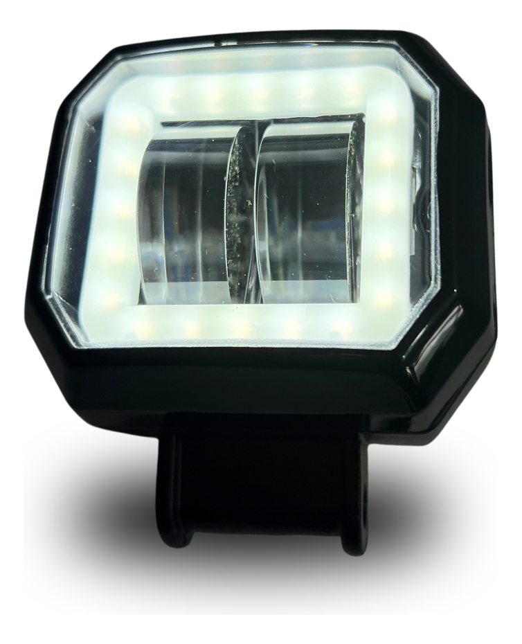 Faros Moto 2 Pulgadas Blanco+ Amarillo Con Aro Blanco