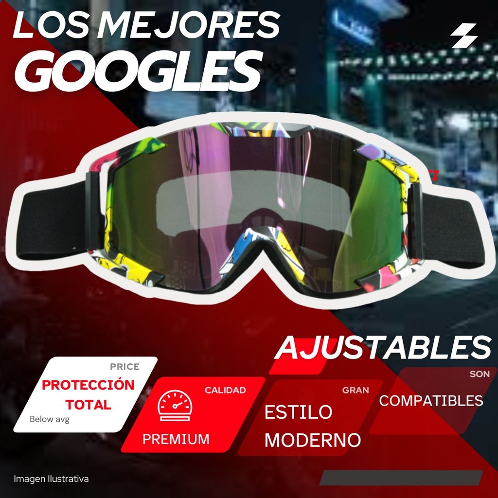 Goggles Para Moto Premium Racing Goggles Lente Rojo