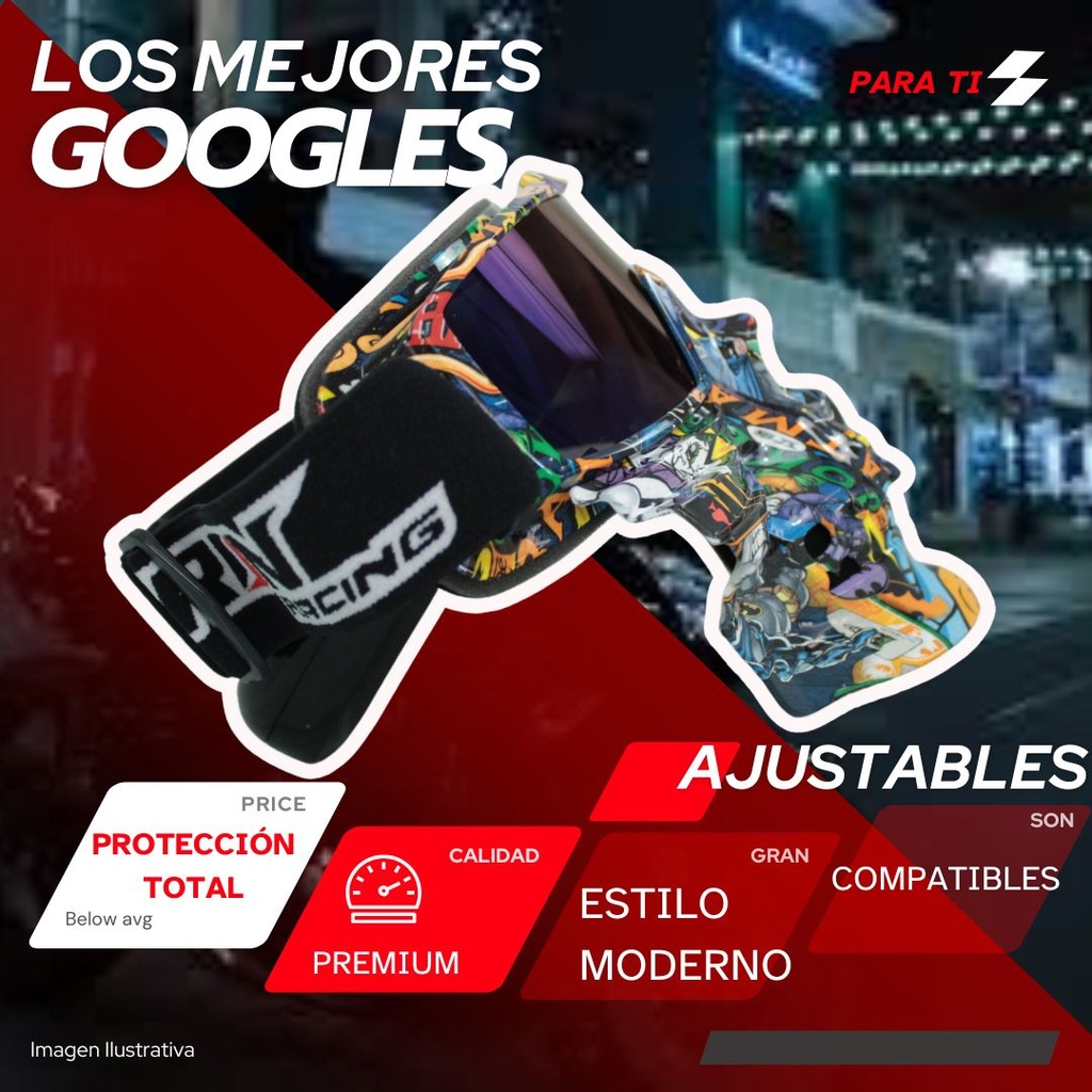 Goggles P/moto Diablo Armado Ir-800/190 Lente Azul