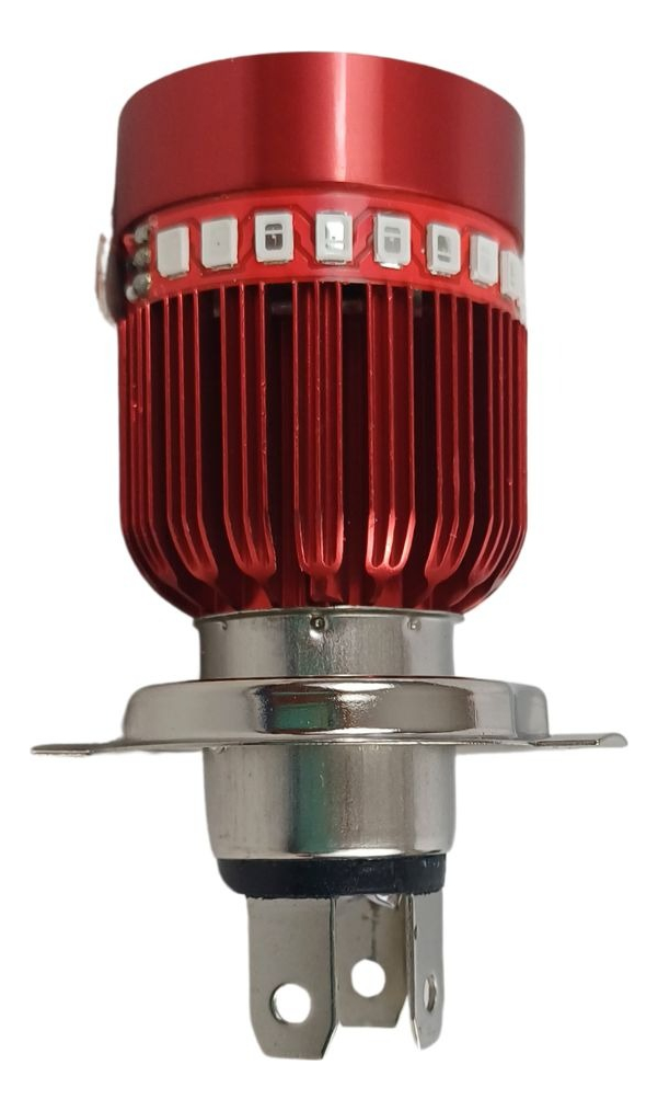 Foco Moto Base  H4 3 Led Blanco Efecto Rojo Y Azul