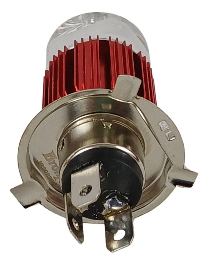 Foco Moto Bronx H4 3 Led Blanco/efecto Azul Y Rojo Aluminio