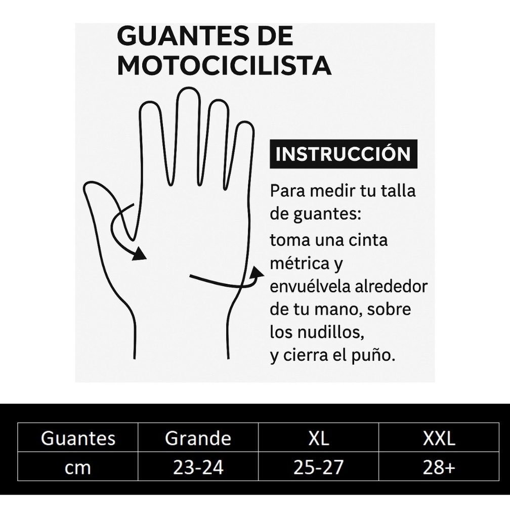 GUANTE MOTO NEGRO XL