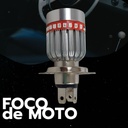 FOCO MOTO BASE ROJO H4 3 LED BLANCO EFECTO AZUL Y ROJO