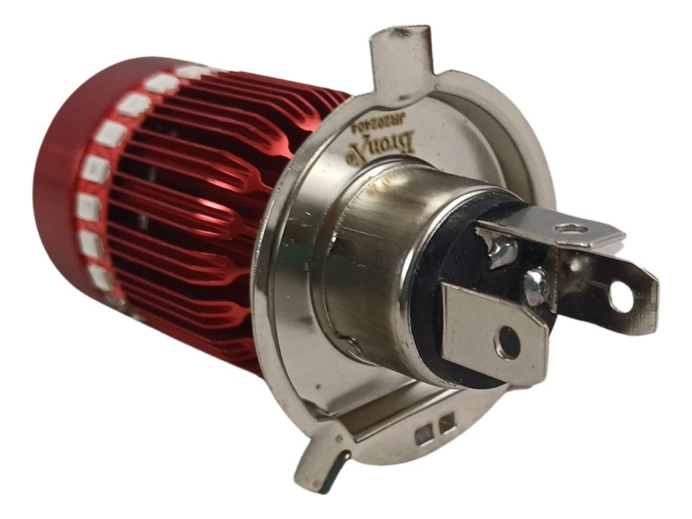 FOCO MOTO BASE ROJO H4 3 LED BLANCO EFECTO AZUL Y ROJO