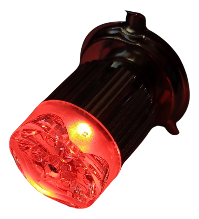 FOCO MOTO BRONX H4 3 LED BLANCO ALUMINIO BASE ROJA