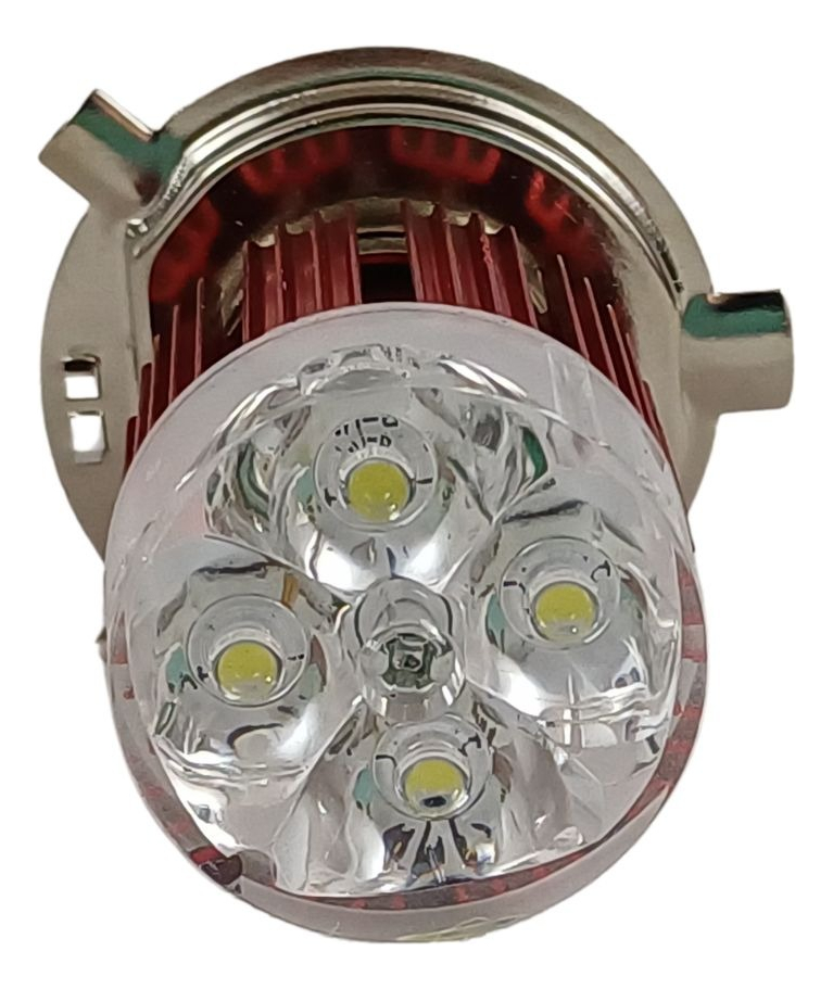 Foco Moto Bronx H4 3 Led Blanco/efecto Azul Y Rojo Aluminio