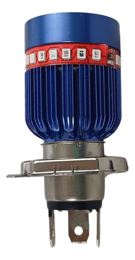 FOCO MOTO BASE AZUL H4 3 LED BLANCO EFECTO ROJO Y AZUL