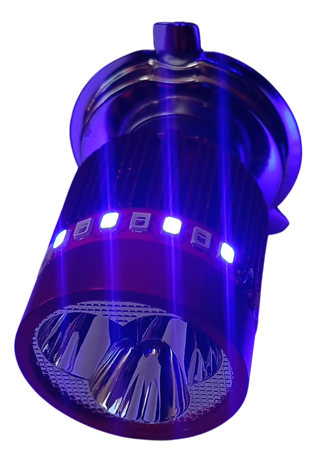 Foco Moto Base  H4 3 Led Blanco Efecto Rojo Y Azul