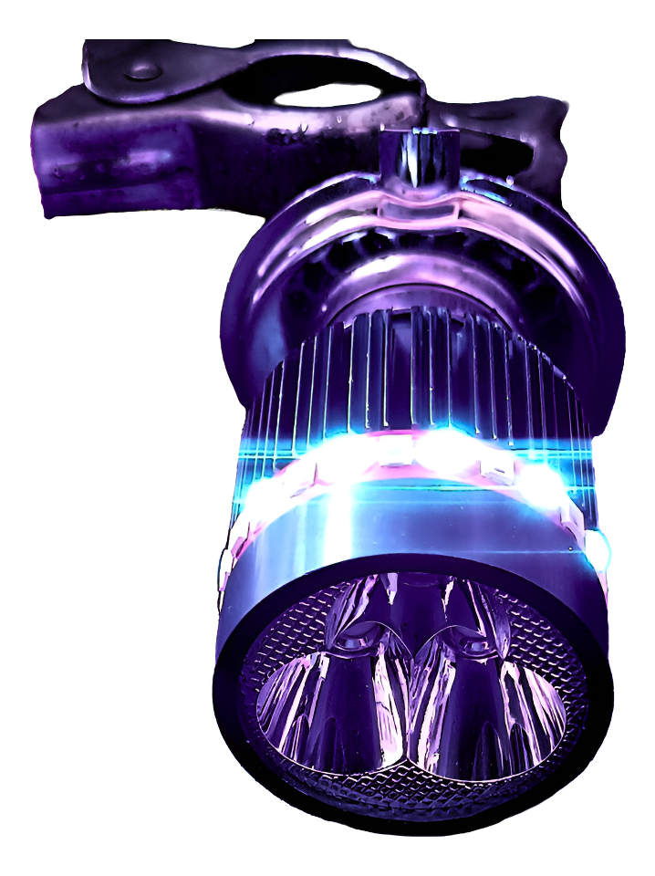 Foco Moto Base  H4 3 Led Blanco Efecto Rojo Y Azul