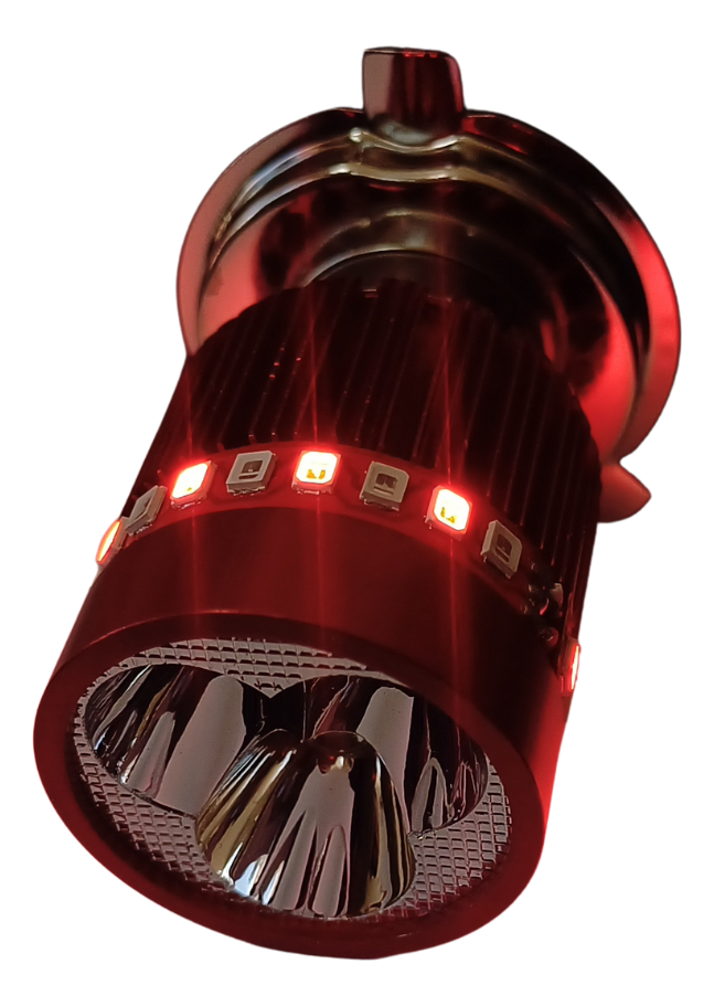 Foco Moto Base  H4 3 Led Blanco Efecto Rojo Y Azul
