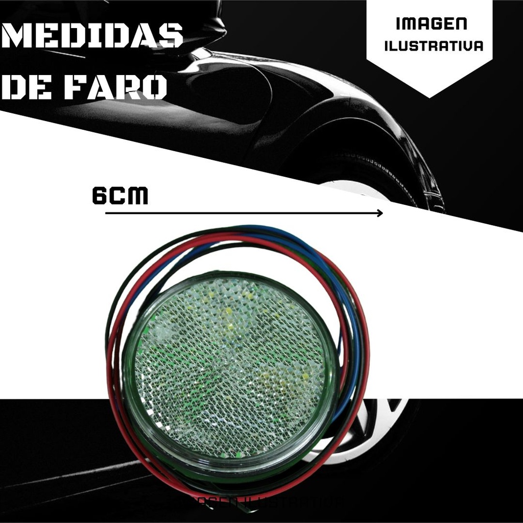 FARO LED REFLECTOR  BLANCO (REDONDO) LUZ ALTA Y BAJA