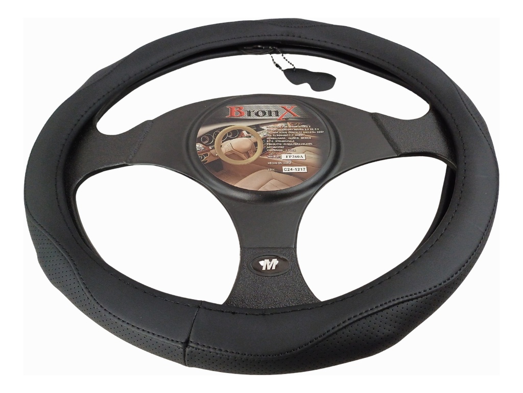 FUNDA DE VOLANTE BRONX PIEL NEGRO MEDIAN