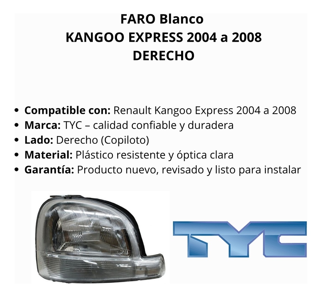 FARO BLANCO KANGOO EXPRESS 04-08 TYC DER