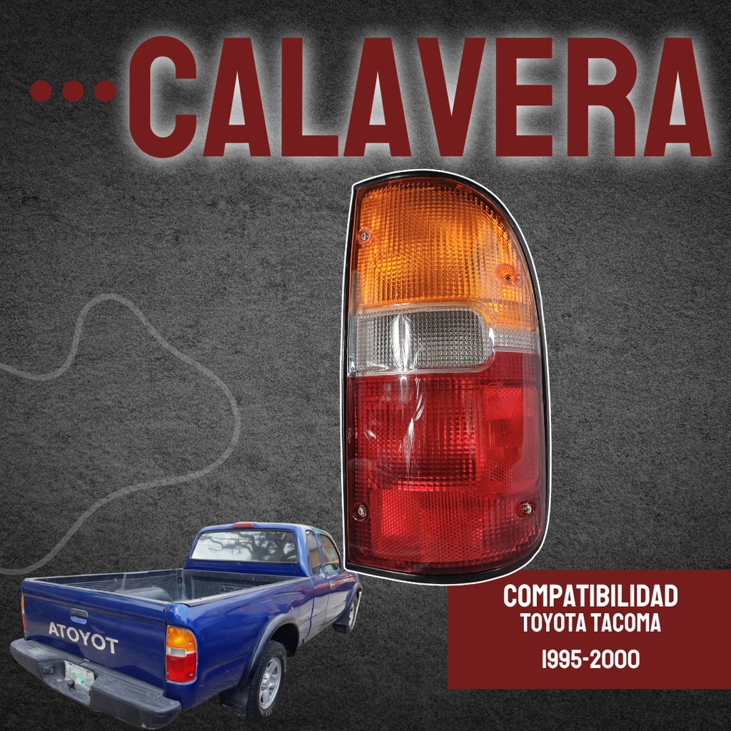 Calavera Para Toyota Tacoma Normal/4x4 C/foco 1995-2000 Derecho/pasajero Rojo Ambar