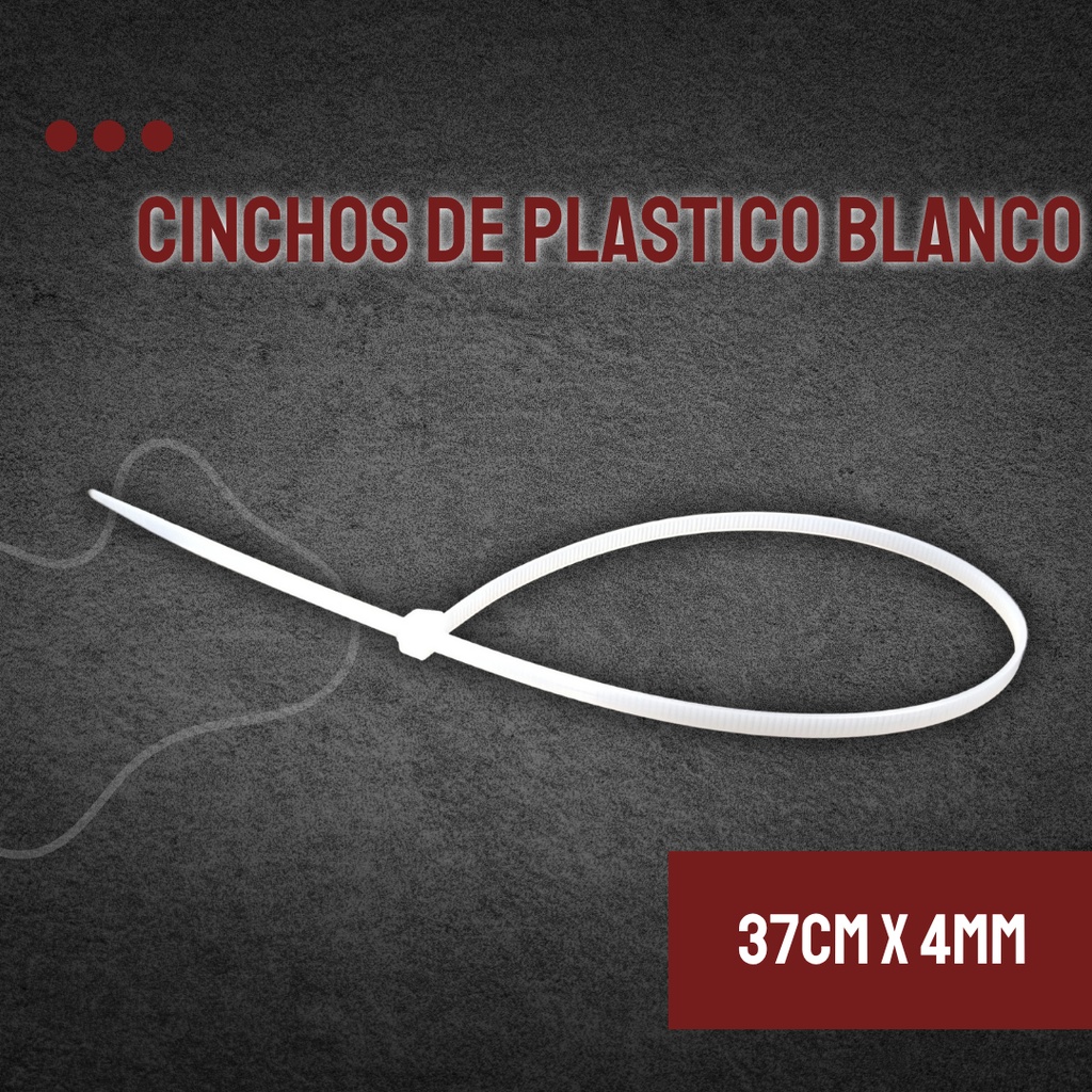 CINCHOS DE PLASTICO BLANCO 37CM X 4MM 100 PZAS