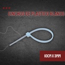 CINCHOS DE PLASTICO BLANCO 10CM X 3MM 50 PZAS