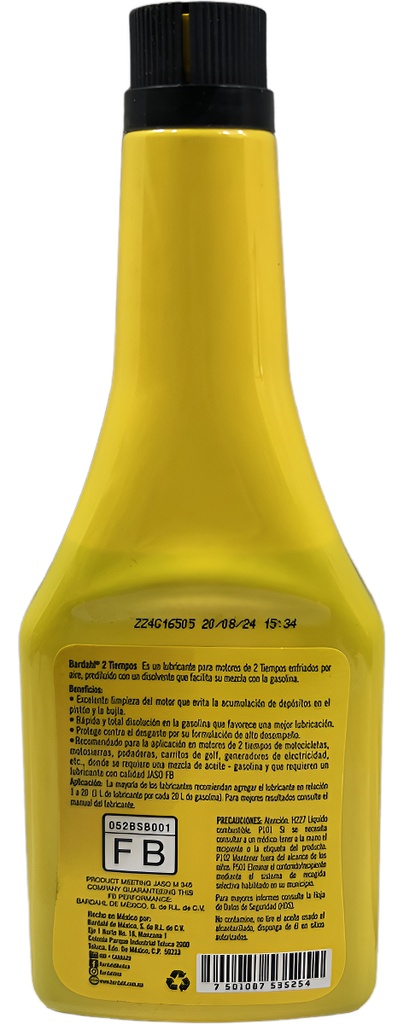 ACEITE BARDAHL MOTOS MOTOR 2T JASO FB 250ML =535254