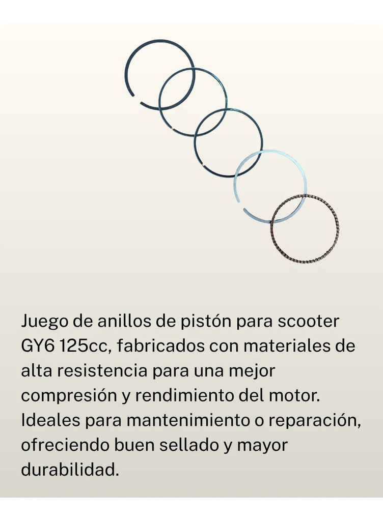 ANILLOS PISTON SCOOTER GY6-125/125CC JUEGO