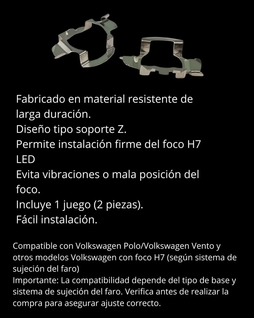 ADAPTADOR FOCO H7 LED VW POLO/ VENTO FAROS SOPORTE Z 1JGO