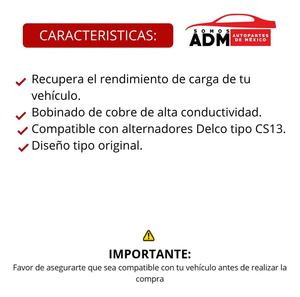 ESTATOR ALTERNADOR DELCO GM CUTLASS CS13