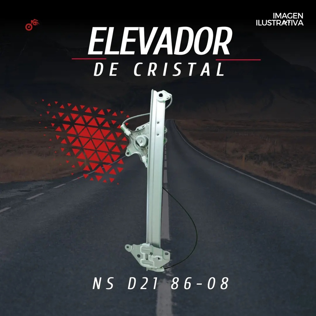 ELEVADOR DE CRISTAL NS D21 86-08  MANUAL HUSHAN Derecho Delantera  