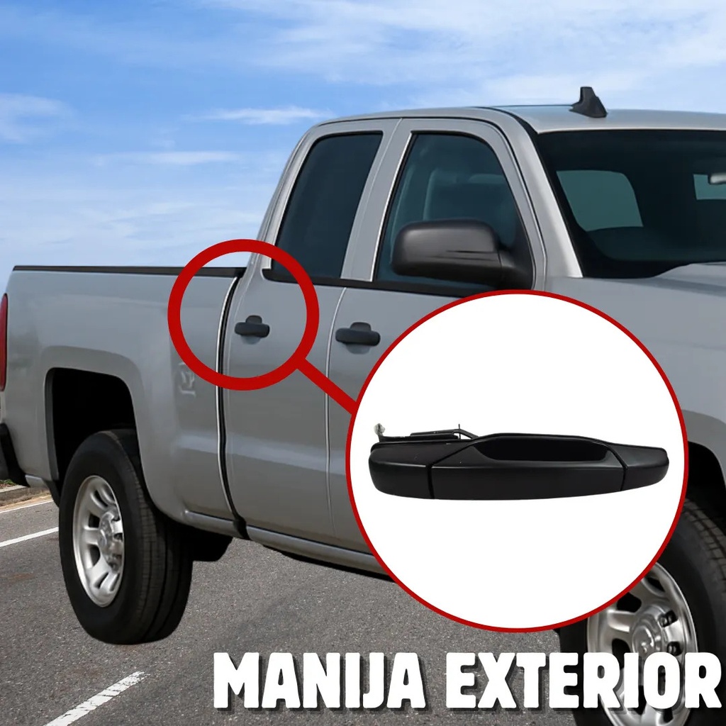 MANIJA EXTERIOR CV CHEYENNE/SILVERADO 07-13/SUBURBAN/TAHOE 07-14/AVALANCHE  GM SIERRA 07-13/YUKON 07-14  CV PICK UP 07-13  NEGRA PLASTICO HUSHAN Derecho Trasera  