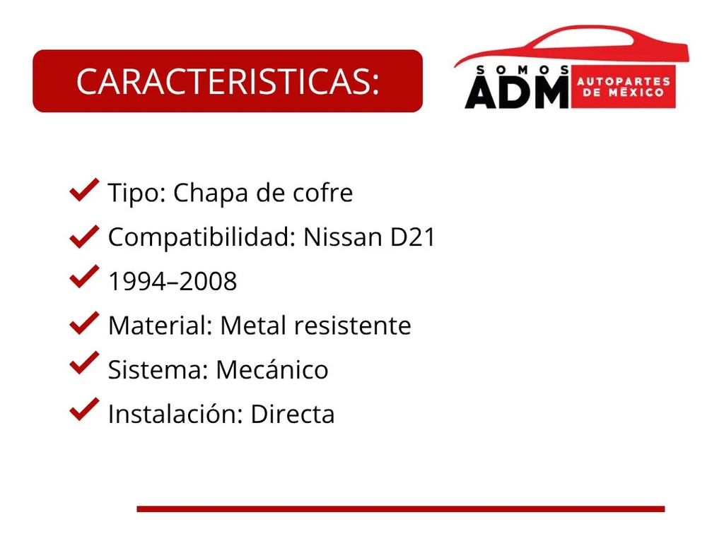 CHAPA DE COFRE NS D21 94-08 HUSHAN