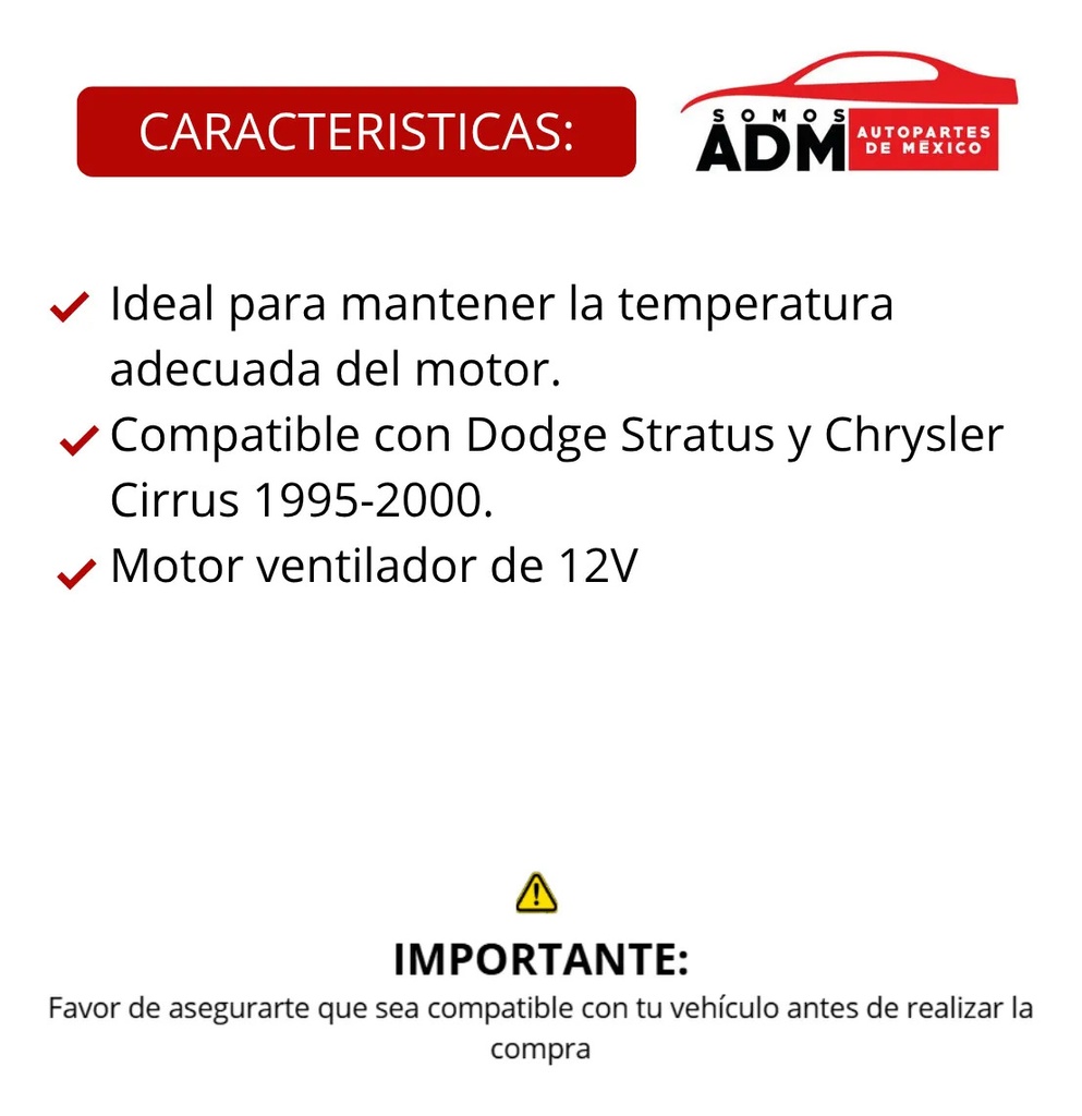 MOTOR VENTILADOR 12V STRATUS/CIRRUS 95-00