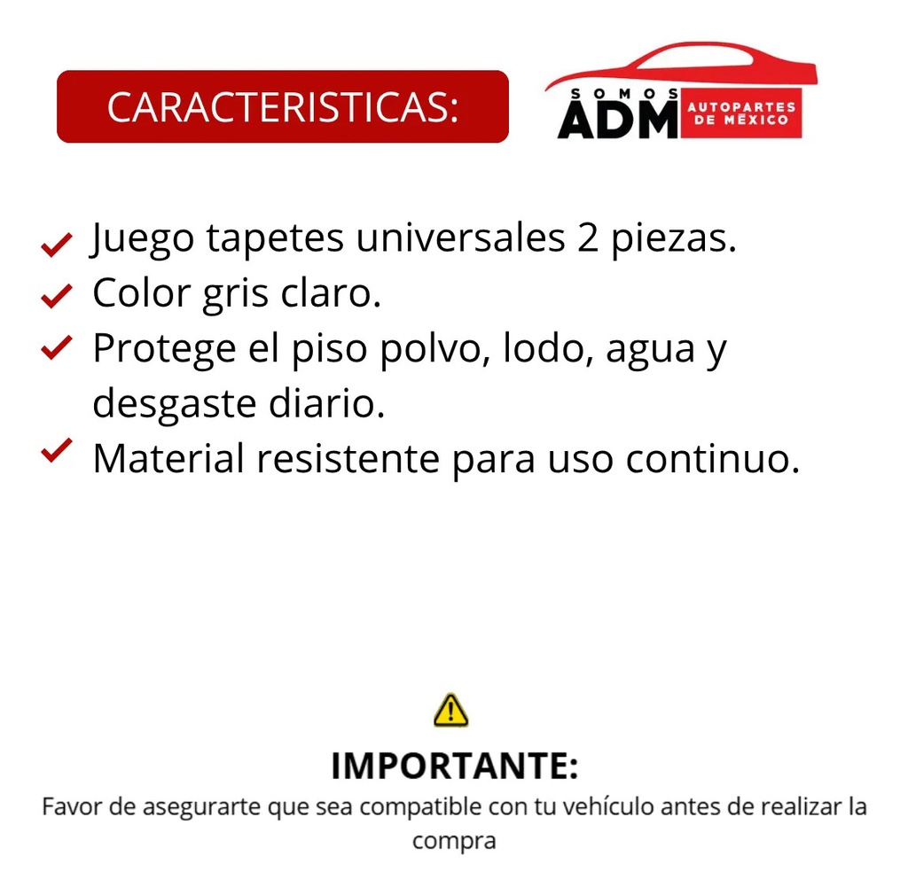 TAPETE UNIVERSAL GRIS CLARO JGO 2PZ G