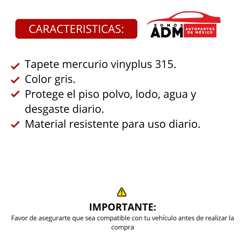 TAPETE MERCURIO VYNYPLUS 315 GRIS 2PZ CH